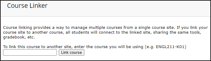 the course link page